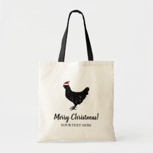 Funny Santa Claus checken Christmas tote bag