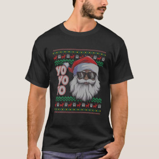 Funny Santa Claus Christmas Happy Black African Am T-Shirt
