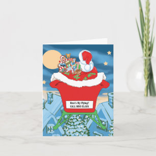 Funny Santa Claus Christmas Humour How's My Flying Holiday Card