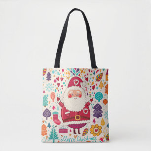 Funny Santa Claus Christmas Illustration Tote Bag