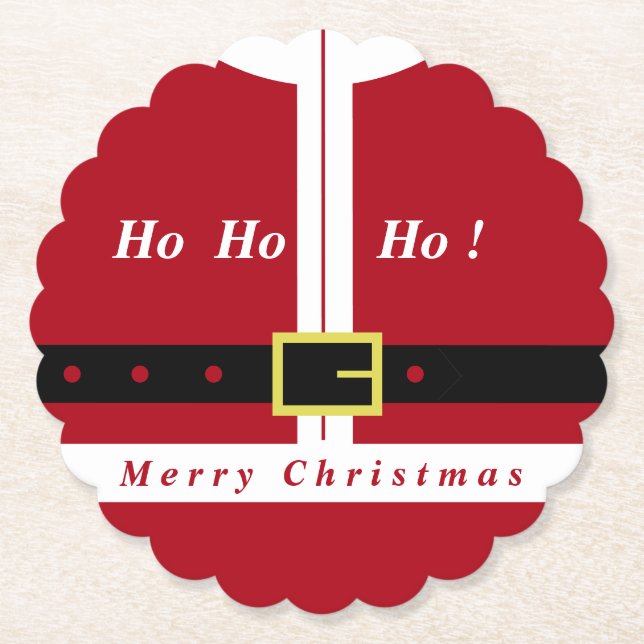 Funny Santa Claus Christmas Paper Coaster (Front)