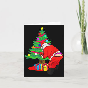 Funny Santa Claus Christmas Tree Underwear Thong G Card