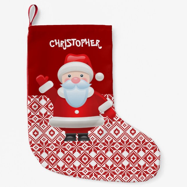 Funny Santa Claus Custom Name  Small Christmas Stocking (Front)