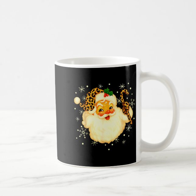 Funny Santa Claus Face Christmas Xmas Leopard Sant Coffee Mug (Right)