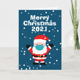 Funny Santa Claus face mask cartoon 2023 Christmas Holiday Card