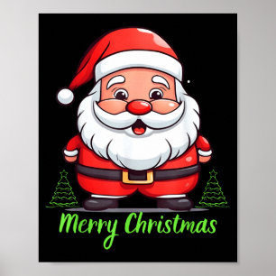 Funny Santa Claus Face Merry Christmas Vintage Gif Poster