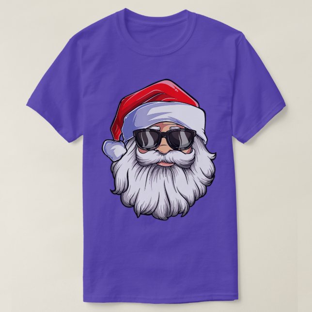 Funny Santa Claus face Sunglasses with Hat Beard C T-Shirt (Design Front)
