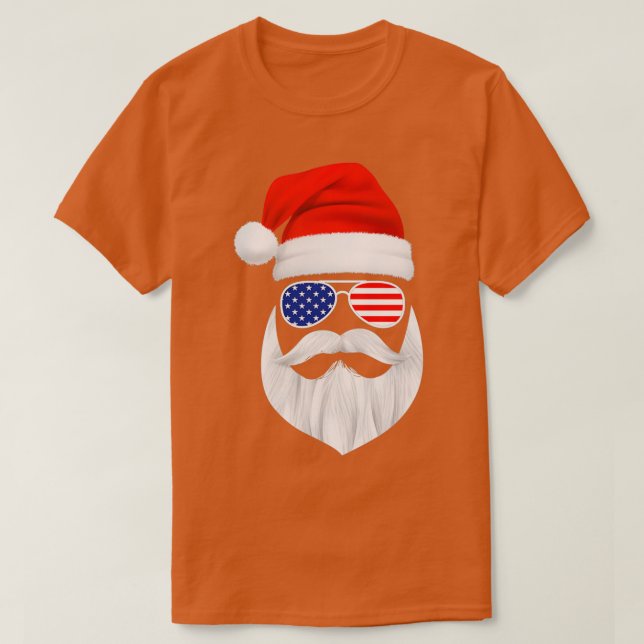 Funny Santa Claus face Sunglasses with Hat Beard C T-Shirt (Design Front)