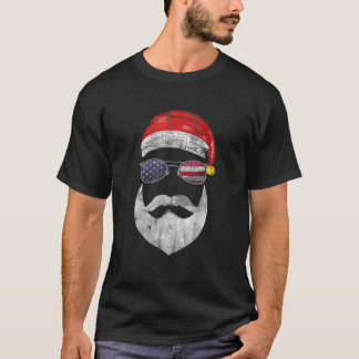 Funny Santa Claus Face Sunglasses With Hat Beard C T-Shirt