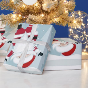 Funny Santa Claus Hanging Upside Down Wrapping Paper
