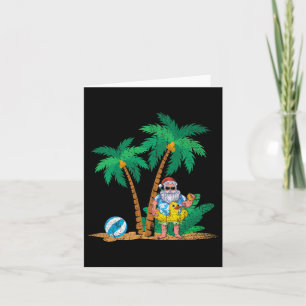 Funny Santa Claus Hawaiian Summer Tropical Christm Card