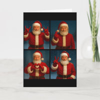Funny Santa Claus Heart And Peace Sign Retro Chris