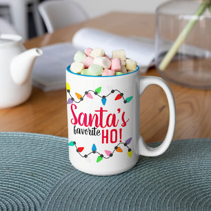 Funny Santa Claus Helper Xmas String Lights Two-Tone Coffee Mug