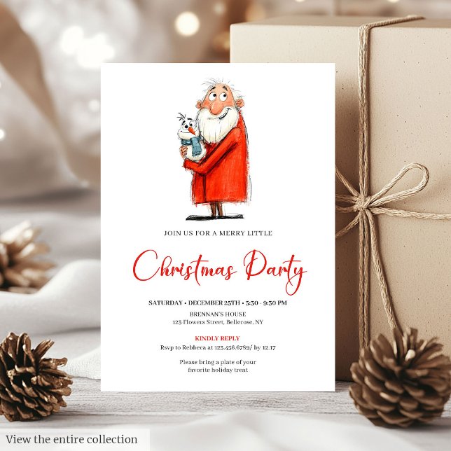Funny Santa Claus Holiday Dinner Party Invitation (Funny Santa Claus Holiday Dinner Party Invite)