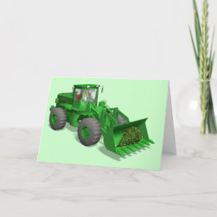 Funny Santa Claus Loves Bulldozers Holiday Card