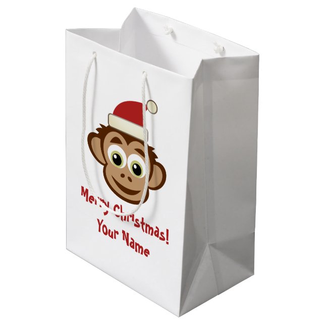 Funny Santa Claus monkey Christmas gift bags (Back Angled)