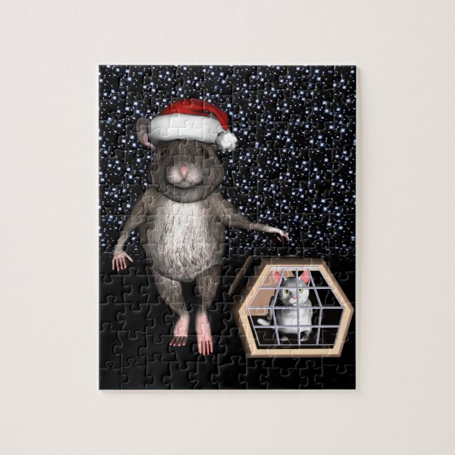 Funny Santa Claus Mouse Jigsaw Puzzle (Vertical)