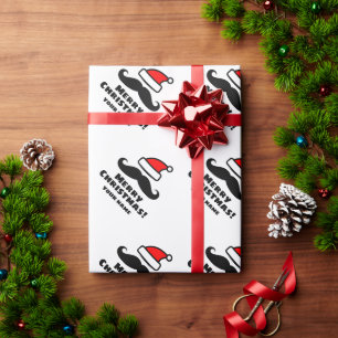 Funny Santa Claus moustache custom Christmas Wrapping Paper