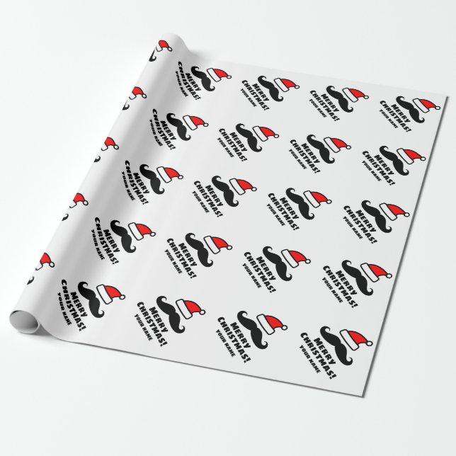Funny Santa Claus moustache custom Christmas  Wrapping Paper (Unrolled)