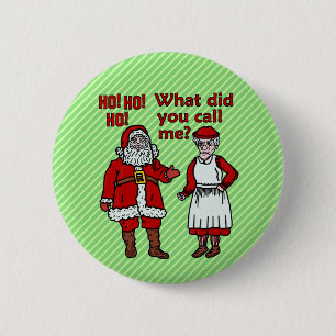 Funny Santa Claus & Mrs Christmas 6 Cm Round Badge