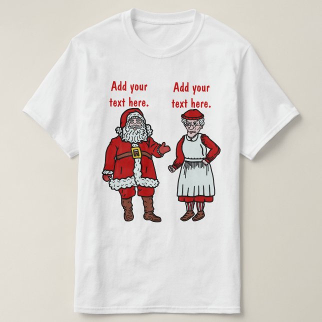 Funny Santa Claus & Mrs Christmas Personalised T-Shirt (Design Front)