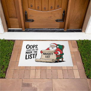 Funny Santa Claus Naughty List Christmas Design Doormat