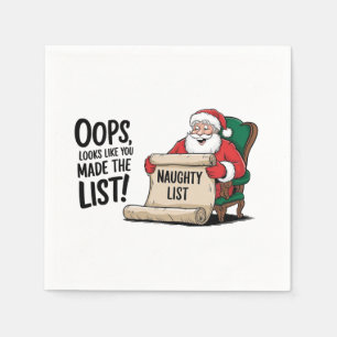 Funny Santa Claus Naughty List Christmas Design  Napkin