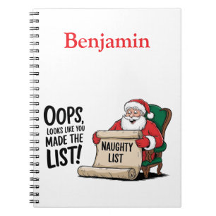 Funny Santa Claus Naughty List Christmas Design  Notebook