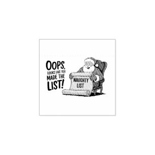 Funny Santa Claus Naughty List Christmas Design  Rubber Stamp