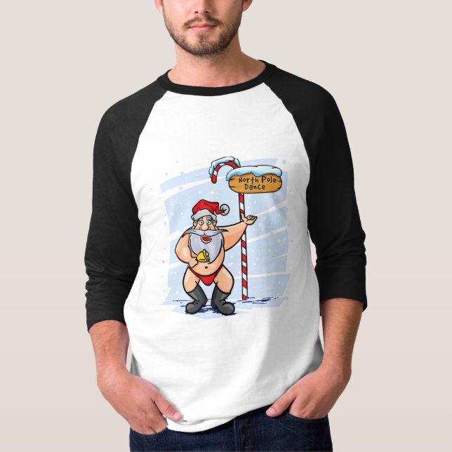 Funny Santa Claus Northpole Dancing Christmas  T-Shirt (Front)