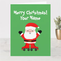 Funny Santa Claus on roller skates Christmas
