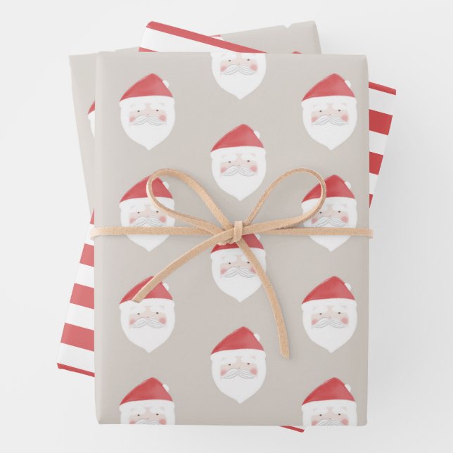 Funny Santa Claus pattern. Christmas holiday Wrapping Paper Sheet (In situ)
