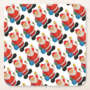 Funny Santa Claus Pattern Christmas Party Square Paper Coaster