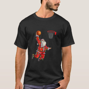 Funny Santa Claus Playing Basketball Christmas Lig T-Shirt