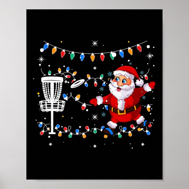 Funny Santa Claus Playing Disc Golf Ugly Christmas Poster (Front)