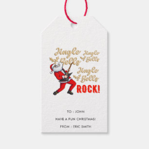 Funny Santa Claus Playing Guitar Christmas Gift Tags