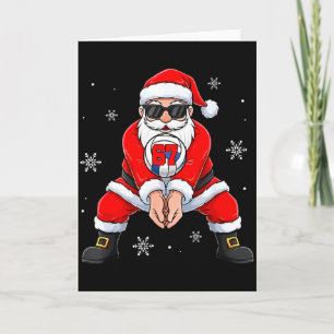 Funny Santa Claus Playing Volleyball Six Seven Chr Card