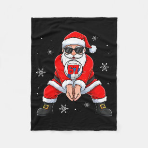 Funny Santa Claus Playing Volleyball Six Seven Chr Fleece Blanket