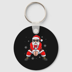 Funny Santa Claus Playing Volleyball Six Seven Chr Key Ring