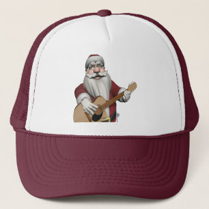 Funny Santa Claus Plays Accoustic Guitar Trucker Hat