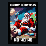 Funny Santa Claus relaxing on the beach pop art Poster<br><div class="desc">Funny Santa Claus surfing in the summer pop art illustration / Lustiger Weihnachtsmann, der in der Sommer-Pop-Art-Illustration surft / Divertido Papá Noel surfeando en la ilustración del arte pop de verano / Divertente Babbo Natale che naviga nell'illustrazione pop art estiva ✪ #NaumovskiArt #SantaClaus #Christmas #Xmas #Funny #Surfing #Surf #Summer #Humour...</div>