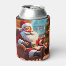 Funny Santa Claus Relaxing with Red Wine