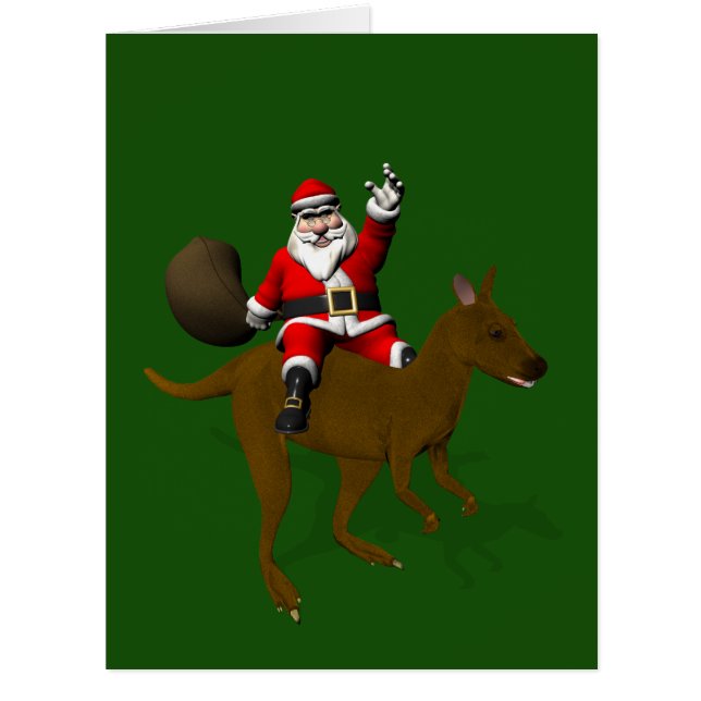 Funny Santa Claus Riding On Kangaroo (Front)