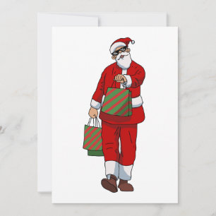Funny santa claus shopping holiday card