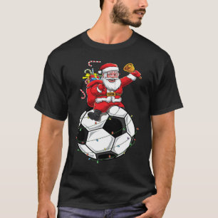 Funny Santa Claus Soccer Player Ball Christmas Cut T-Shirt