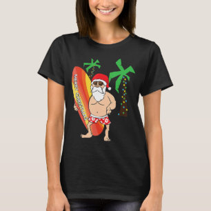 Funny Santa Claus Surfing Christmas In Hawaii July T-Shirt