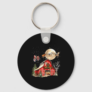 Funny Santa Claus Tractor Cows Farm Farmer Christm Key Ring