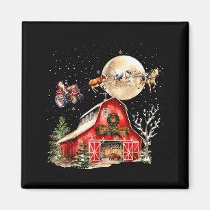 Funny Santa Claus Tractor Cows Farm Farmer Christm Magnet