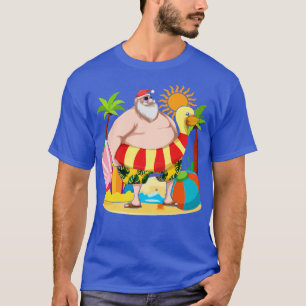 Funny Santa Claus Tropical Summer Hawaii Christmas T-Shirt