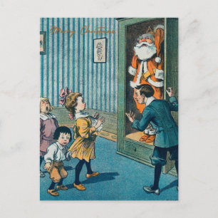 Funny santa claus vintage art holiday postcard